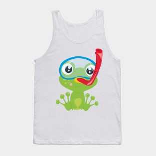 Cute Frog, Little Frog, Green Frog, Snorkel Tank Top